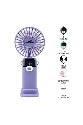 Dawreek Bt0258 Led Göstergeli El Fanı Mavi Mor