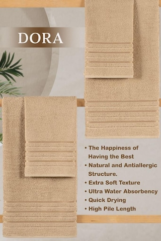 4 Lü Banyo Havlusu Seti Dora Bej - 70x140cm X2 / 50x90cm X2 Bej