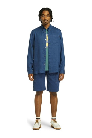 Timberland Tb0a66b9 Linen Chest Pocke Mavi Erkek Gömlek Mavi
