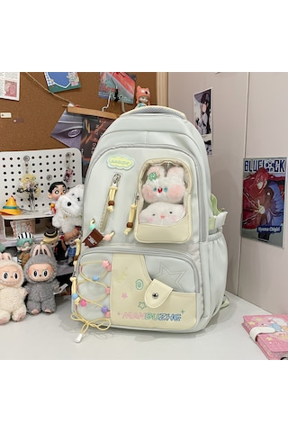 Arion Schb-1056 Okul Sırt Çantası Tüm Maskot Ve Süslerle Birlikte Yeşil