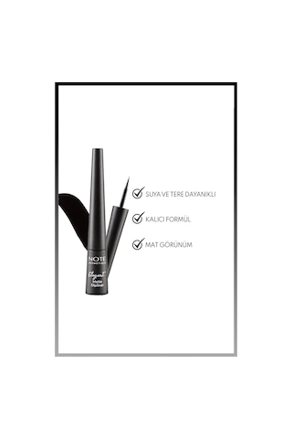 Note Cosmetique Elegant Matte Dipliner Waterproof Suya Dayanıklı - 01 Coal Black - Siyah