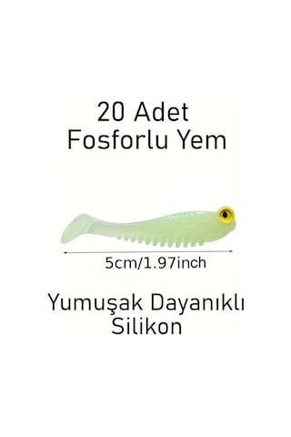 Valkyrie 20 Adet Fosforlu Silikon Balık Yemi 5cm Gece Parlayan Glow Yapay Yem Soft Lure