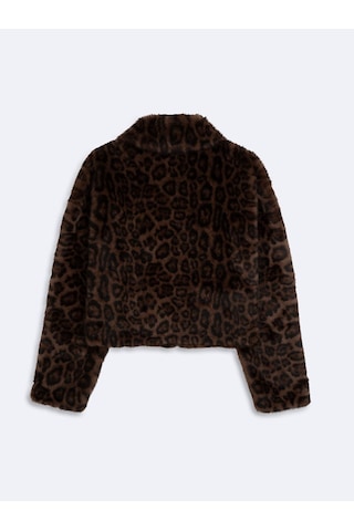 LTB Regular Fit Leopar Desenli Kürk Siyah Ceket
