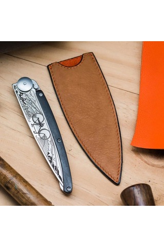 37g Kamp Deejo Leather Sheath, Natural Kahverengi