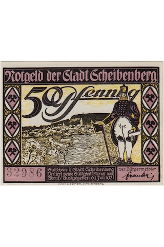 Almanya 50 Pfennig 1921 Notgeld-scheibenberg. Çil.