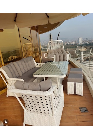 Doğtaş Scollection Talia Rattan Bahçe Oturma Seti Istenilen Renk Yapabiliriz Gri