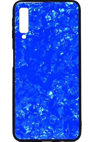 Galaxy Uyumlu A7 2018 Kılıf Mermer Desenli Marbel Temperli Cam Silikon Kılıf Pembe
