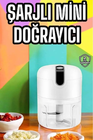 Şarjlı Portatif Doğrayıcı Mini Pratik Rondo El Doğrayıcı Üç Bıçaklı Çelik Bıçaklı Rekli
