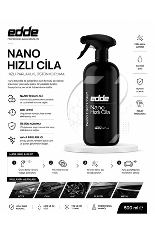 Edde Araba Araç Oto Nano Hızlı Cila 500 Ml Seramik Hızlı Cila Oto Detailing