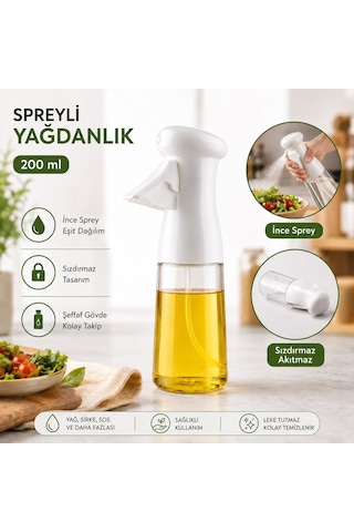 Çok Amaçlı Cam Şişe Püskürtmeli Dağıtıcı Yağdanlık Limonluk Sirke Sosluk Spreyi Beyaz Şeffaf