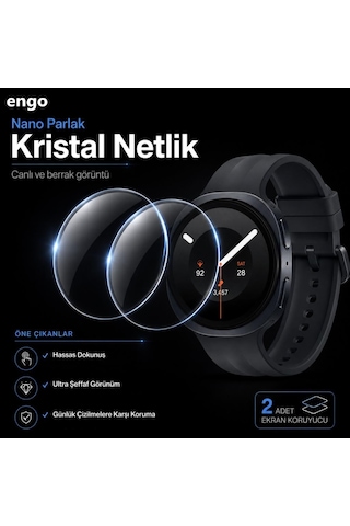Samsung Galaxy Watch 9 40mm İle Uyumlu Ekran Koruyucu Nano Parlak Çizilmeye Dayanıklı Akıllı Saat Koruması, 9h Kırılmaz Esnek Cam, Hd Şeffaf 2 Adet Sm-l340