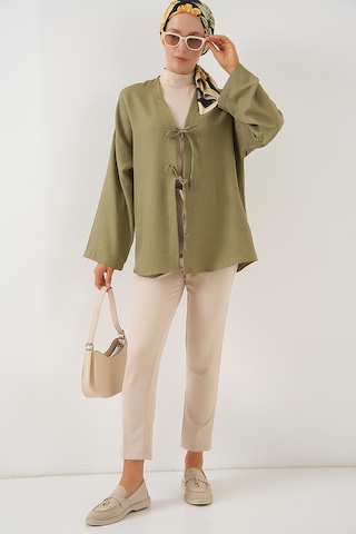 Bigdart Keten Tesettür Kimono 5968 - Çağla