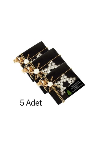 Yılbaşı -yeni Yıl Hediyesi 5 Adet İnci Yıldız Siyah Kutulu Anahtarlık