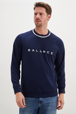 Fullamoda Balance Baskılı Garnili Modal Sweatshirt Lacivert