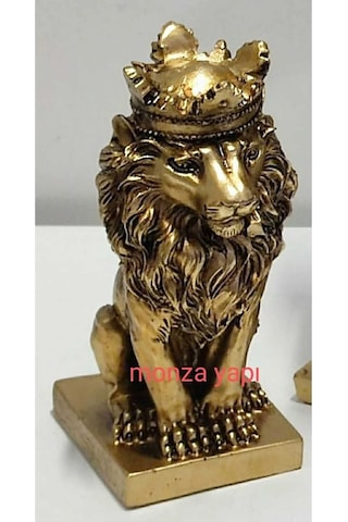 Dekoratif Küçük Aslan Kral Altın 16 Cm Polyester Biblo