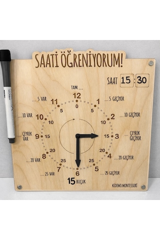 Saati Öğreniyorum Kalem Silgi Ahşap Eğitim Seti İlkokul Eğitici Ahşap Oyuncak Etkinlik Seti Öğrenme