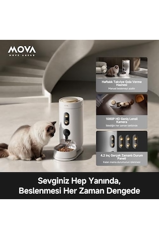 Mova Nutripal 10 Ultra Akıllı Evcil Hayvan Mama Makinesi, 4l Kapasite, Ai Besleme Programı, 1080p Hd Kamera, Çift Y