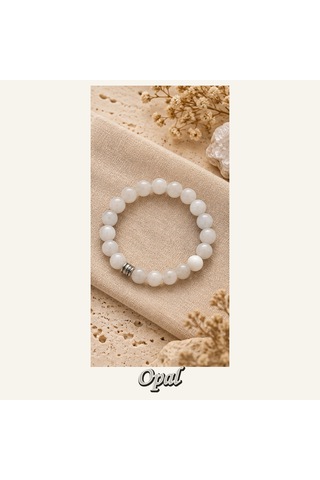 Opal Taşı Bileklik 8 Mm, Unisex, Elastik Çok Renkli