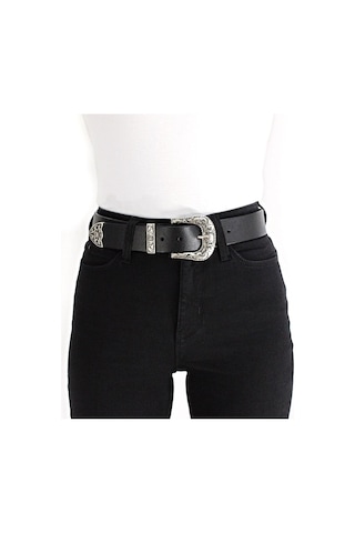 Livize Kadın Kemeri Tek Tokalı Gümüş Desenli 4cm Siyah