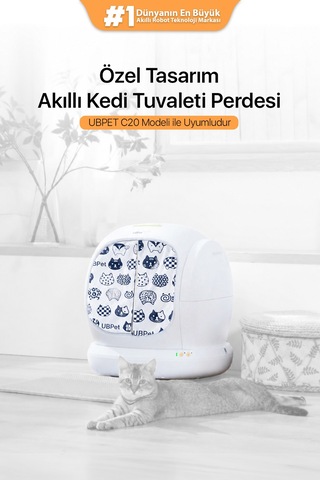 C20 Uyumlu Kedi Tuvaleti Perdesi Kum Dağılım Önleyici Mıknatıslı Giriş, Premium Kumaş