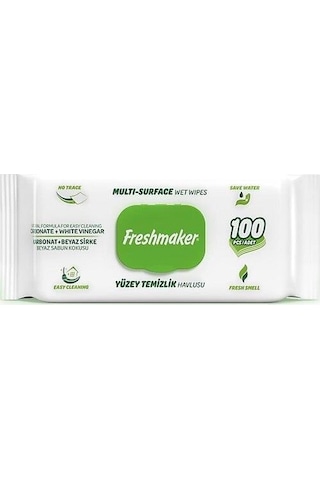 Freshmaker Yüzey Temizlik Havlusu Kapaklı 100 Lü Paket Beyaz Sabun Kokulu Beyaz