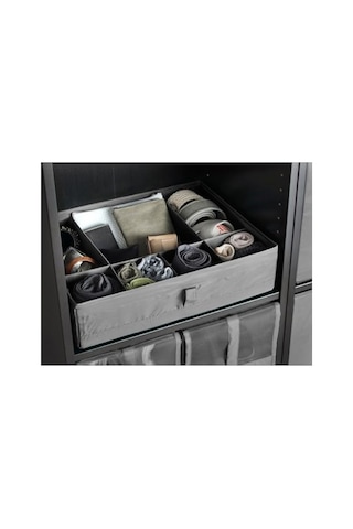 Koyu Gri Renk Bölmeli Çekmece İçi Organizer Kutu 44x34x11 Cm Açık Bej