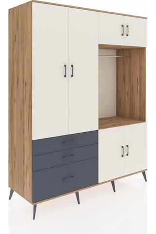 Kronos Gardrop 7 Raflı 3 Çekmeceli Tek Askılı 176x59x221 Çam-aytaşı/antrasit Aytaşı/antrasit
