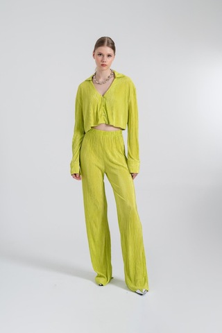 Holly Lolly Crop Model Düğme Kapamalı Comfy Crop Gömlek Yeşil