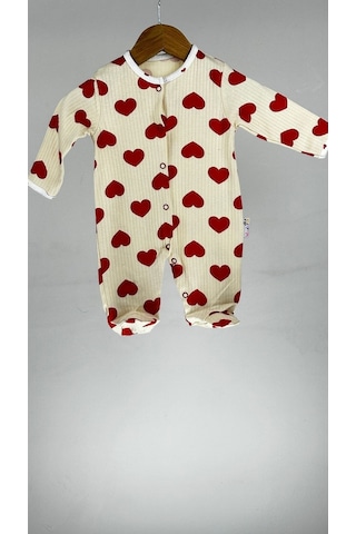 Leopar Desenli Çıtçıtlı Pamuklu Bebek Tulum 001