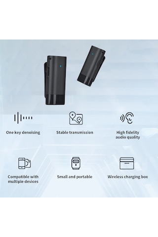 Wezone İki Transmitter'lı Kablosuz Yaka Mikrofonu, Gürültü Engelleme, Şarj Kutusu İle, İos Uyumlu, Canlı Yayın Ve Röportaj İçin