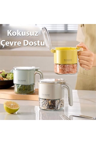 Ezere Nem Geçirmez Büyük Kapasiteli Baharat Kavanozu Krem