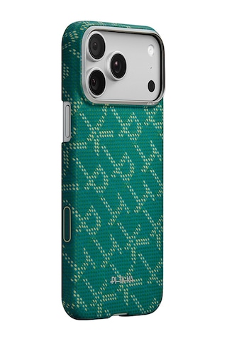 Apple Uyumlu iPhone 17 Pro  Kılıf M-safeli Aramid Fiber Pitaka Tactile Woven Monogram Seri Kapak Yeşil Yeşil