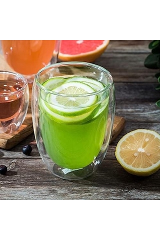 350 Ml Çift Cidarlı Bardak El Yakmaz Bardak Kahve Bardağı Kokteyl Bardağı Şeffaf
