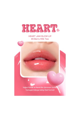 Yoğun Nemlendirici, Parlak Bitişli Balm Perıpera Heart Jam Glow Lip 2 Berry Milktea Berry Milktea
