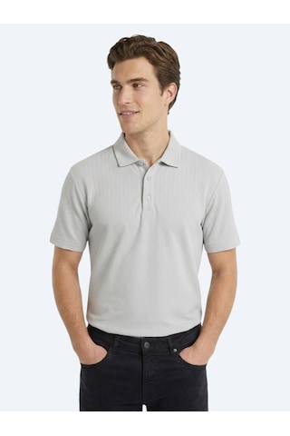 Kip Gri Çizgili %100 Pamuk T-shirt