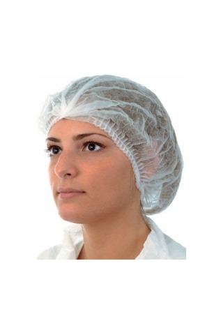 Tek Kullanımlık Akordeon Çift Lastik Beyaz Bone 52 CM 1000 Adet