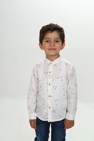 Toontoy Kids Toontoy Erkek Çocuk At Baskılı Gömlek Ekru