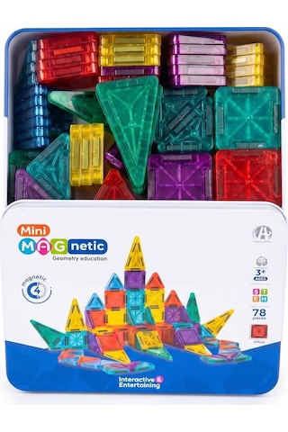 Magnet Yapı Mini Blok Seti 78 Parça Metal Kutulu - 3 Boyutlu Eğitici Stem Seti