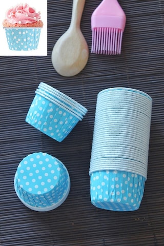 100 Adet Mavi Büyük Boy Pet Kapsül Cupcake Muffin Kek Vb. Kalıbı