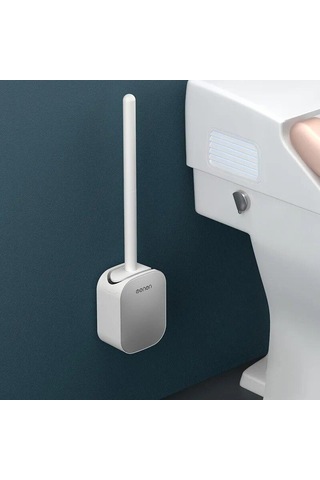 Gri Wıkhostar Tuvalet Fırçası Silikon Uzun Saplı Tuvalet Temizleme Fırçası Duvara Montaj Hızlı Boşaltma Temiz Aracı Banyo Aksesuarları