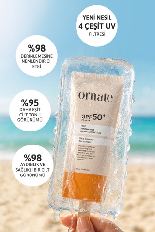 Ton Eşitleyici, Leke Karşıtı, Nemlendirici Ve Canlandırıcı Pirinç Özlü Spf50+ Güneş Kremi 50 Ml