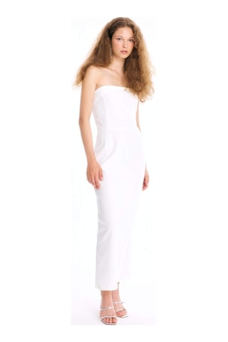DeFacto Bodycon Vücudu Saran Straplez Maxi Abiye Elbise D3268AXNSWT32