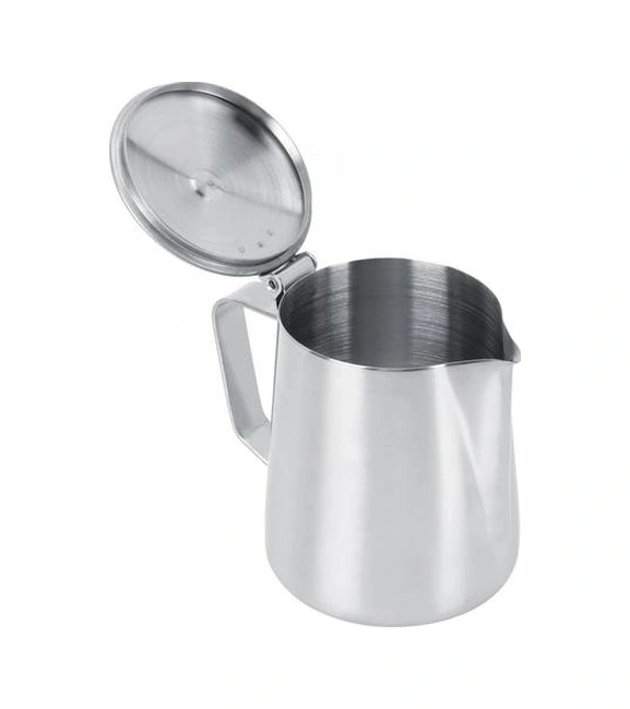 350 Ml Paslanmaz Çelik Süt Kabı Süt Köpürme Fincan Kahve Latte Sanat Sürahi Kahve Sürahi Kupa Kahve Fincanı İle Kapak Moka Cezve Kahve Kapları