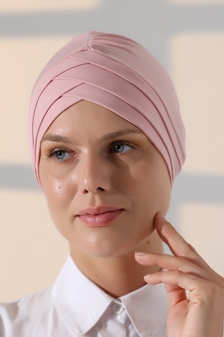 Çapraz 3 Bantlı Çift Taraflı Kadın Tesettür Bone Pembe Pembe