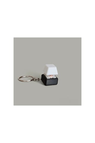 Mekanik Klavye Tuşu Stres Atıcı Anahtarlık - Beyaz Keycap Mavi Switch Siyah 2 adet