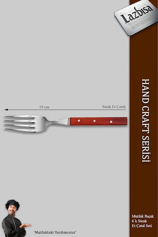 Hand Craft Serisi 6 Parça Steak Et Kahvaltı Yemek Çatalı Mft-2547 Diğer
