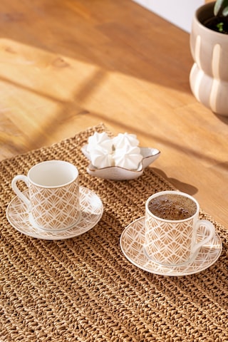 Emsan Wavy New Bone 2 Kişilik Kahve Fincan Takımı 90 ML Bej