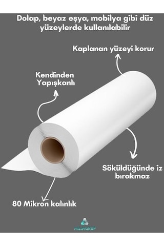 Parlak Beyaz Folyo - Dolap Mobilya Kaplama Folyosu