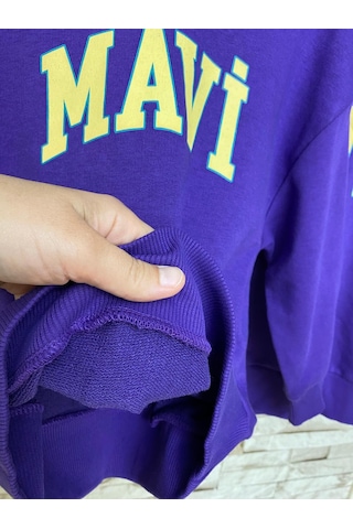 Aysbebe Baskılı Kapüşonlu Çocuk Sweatshirt Mor