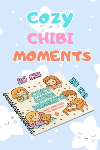 Cozy Anime Chibi Moments Bold And Easy 20x20 Cm Büyük Boyama Kitabı, Çocuklar Ve Yetişkinlere